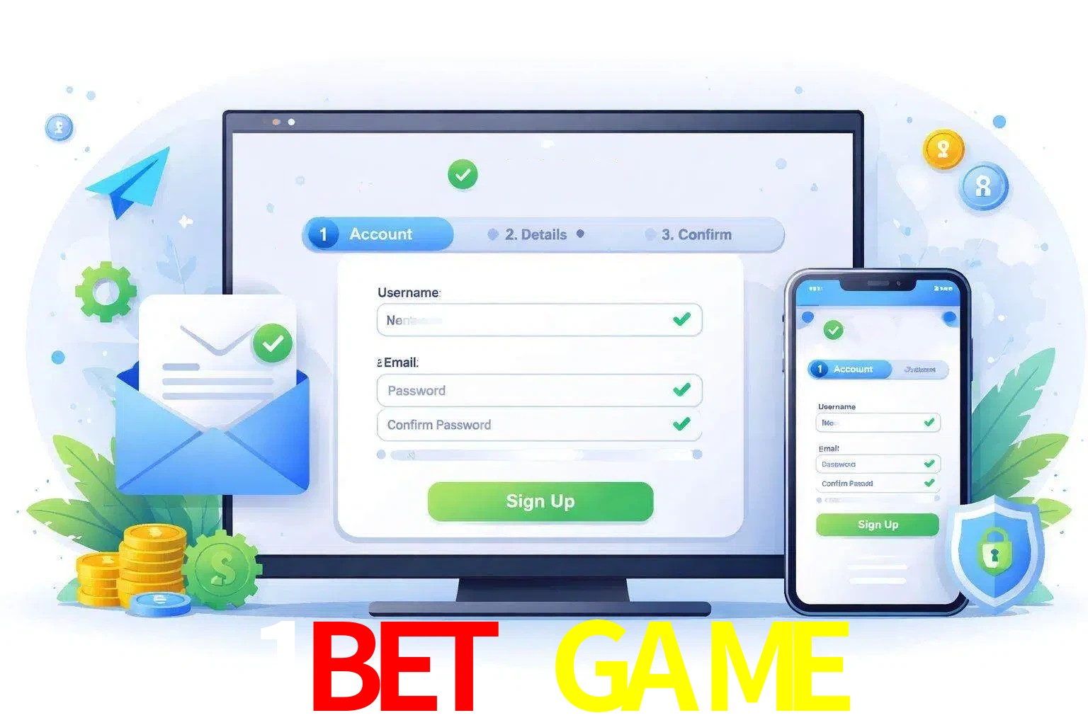 Registro de nuevo usuario y configuración de cuenta 1BET GAME